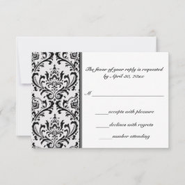 Svartvit modern Damask | BRÖLLOP OSA Kort