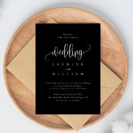 Svartvit modern elegance Bröllop Inbjudningar