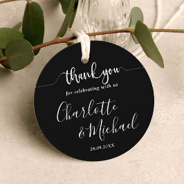 Svartvit modern elegance Bröllop Tack Gåvor Etiketter