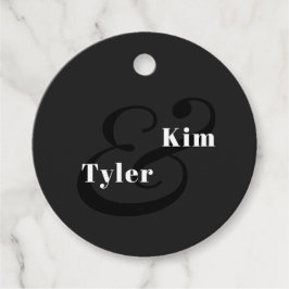 Svartvit, modern elegant bröllop tack gåvor etiketter