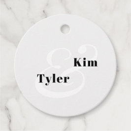 Svartvit, modern elegant bröllop tack gåvor etiketter