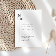Svartvit Modern Elegant Monogram Bröllop