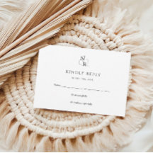 Svartvit Modern Elegant Monogram Bröllop