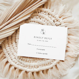 Svartvit Modern Elegant Monogram Bröllop OSA Kort