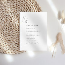 Svartvit Modern Elegant Monogram Bröllop