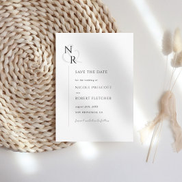 Svartvit Modern Elegant Monogram Bröllop Spara Datumet