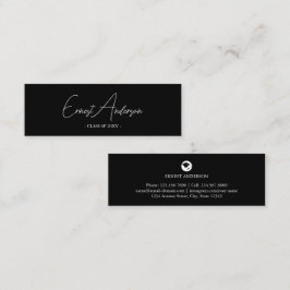 Svartvit Modern Elegant Studenten Namn-kort Mini Visitkort