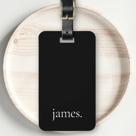 Svartvit Modern Endern Monogram Namn Bagagebricka
