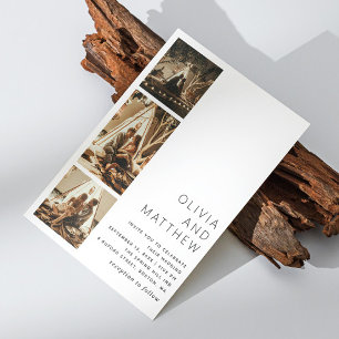 Svartvit, modern, enkel multifoto bröllop inbjudningar