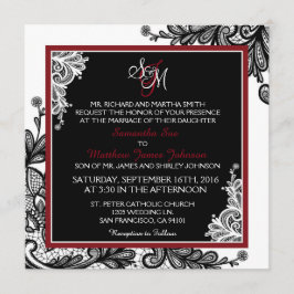 Svartvit Modern Goth Wedding-inbjudan till Black S Inbjudningar