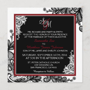 Svartvit Modern Goth Wedding-inbjudan till Black S Inbjudningar