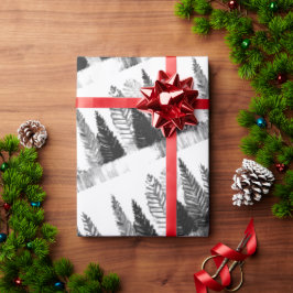 Svartvit, modern Gräs-skog Presentpapper