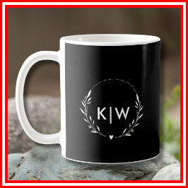 Svartvit | Modern Initialer Monogram Kaffemugg