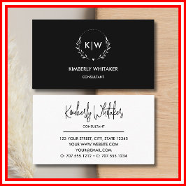 Svartvit | Modern Initialer Monogram Visitkort