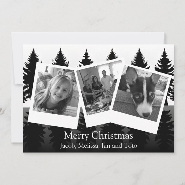 Svartvit modern julfotografi julkort (Framsida)