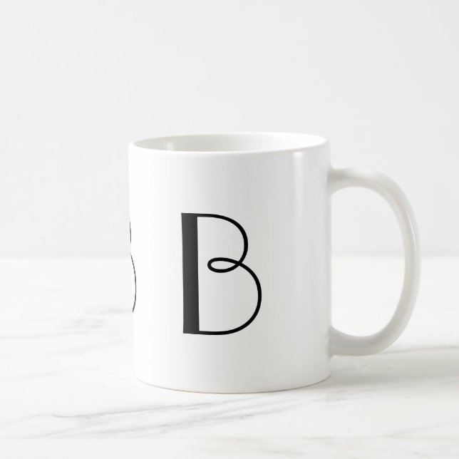 Svartvit modern kaffemugg för Monogram B (Höger)