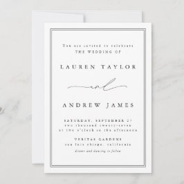 Svartvit, modern, klassisk Bröllop Inbjudningar