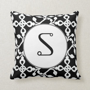 Svartvit modern konstDeco Monogram Kudde