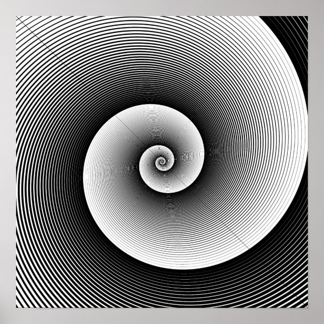 Svartvit modern konstjätte spiral poster (Framsidan)