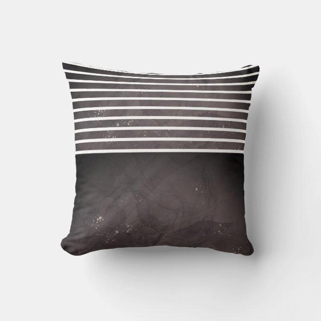 Svartvit Modern Marble Rand Kudde (Framsida)