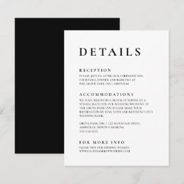 Svartvit, modern, minimal Elegant Tilläggskort