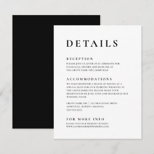 Svartvit, modern, minimal Elegant Tilläggskort