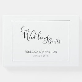 Svartvit, modern, minimal kalligrafi Bröllop Gästböcker