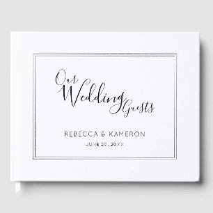 Svartvit, modern, minimal kalligrafi Bröllop Gästböcker