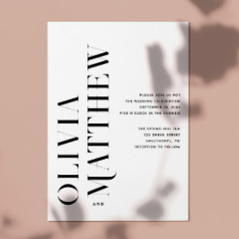 Svartvit modern minimalistisk bröllop + QR-informa Inbjudningar