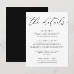 Svartvit, modern, minimalistisk Bröllop Tilläggskort