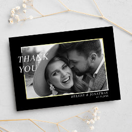 Svartvit, modern, minimalistisk Elegant bröllop Tack Kort