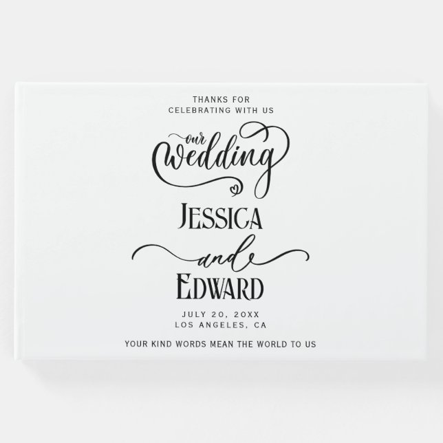 Svartvit, modern, modern, svart Elegant, grått min Gästböcker (Framsida)