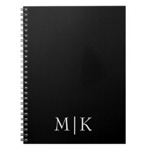 Svartvit Modern monogram Anteckningsbok