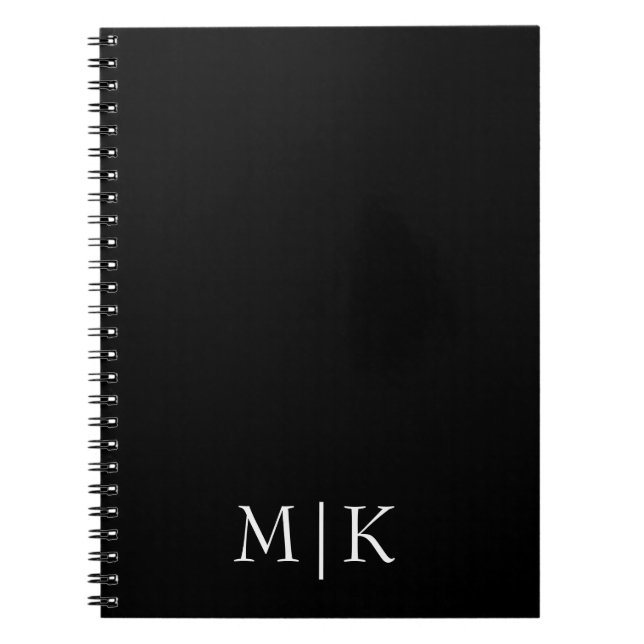 Svartvit | Modern monogram Anteckningsbok (Framsidan)