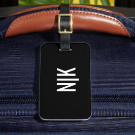 Svartvit | Modern monogram Bagagebricka