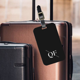 Svartvit modern Monogram Bagagebricka