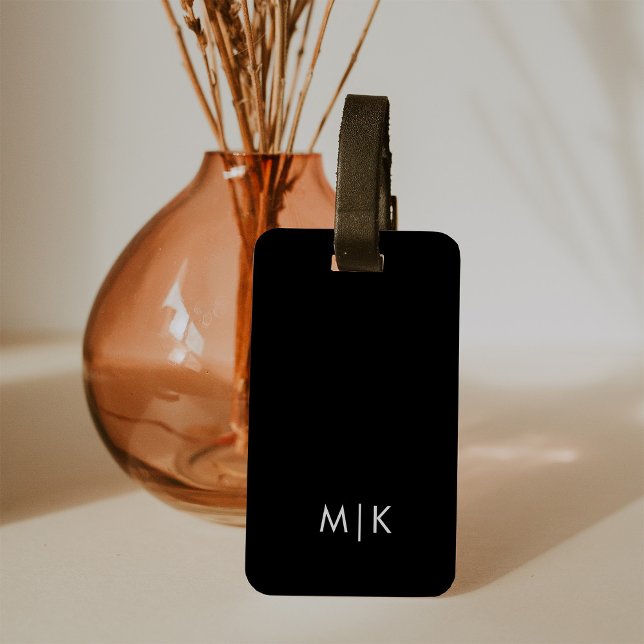 Svartvit | Modern monogram Bagagebricka (Skapare uppladdad)