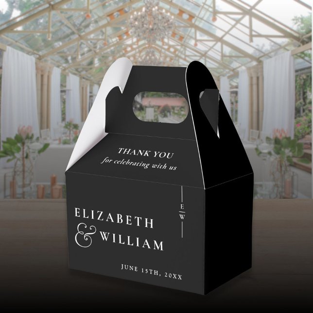 Svartvit, modern Monogram Bröllop Tack Presentaskar (Skapare uppladdad)