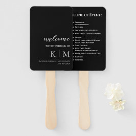 Svartvit-modern-monogram-Bröllopsprogram-