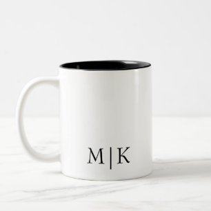 Svartvit Modern monogram Två-Tonad Mugg