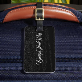 svartvit modern monogrambaserad personlig bagagebricka