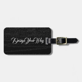 svartvit modern monogrambaserad personlig bagagebricka