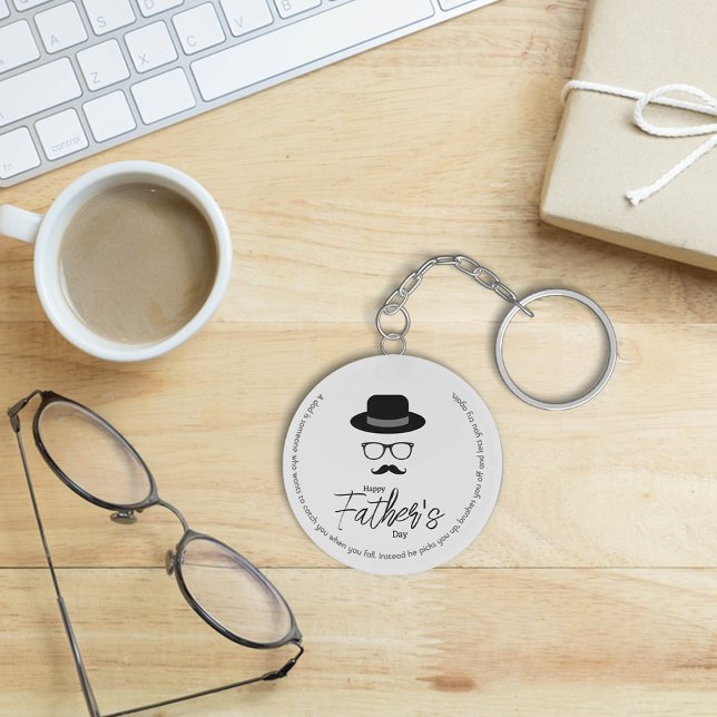 Svartvit, modern nyckelkedja Fars dag (Black and White modern Father's Day keychain)