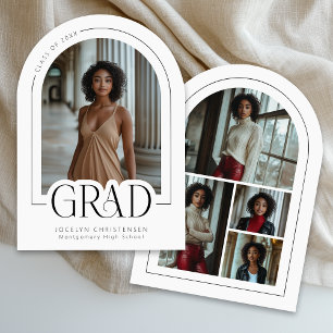 Svartvit Modern Photo Collage Grad-meddelande Inbjudningar