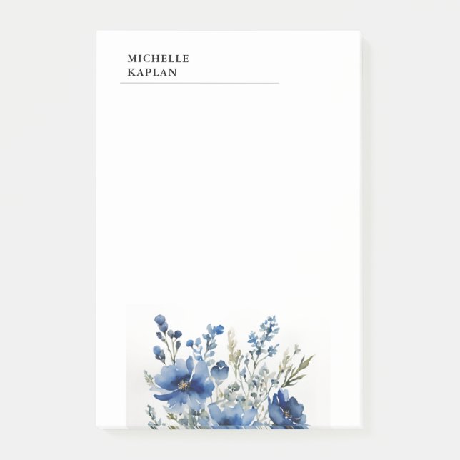 Svartvit modern Professionell - vattenfärgsblommor Post-it Block (Framsida)