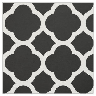 Svartvit modern quatrefoil stor  tyg