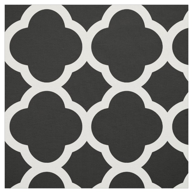 Svartvit modern quatrefoil stor  tyg (Provkarta)