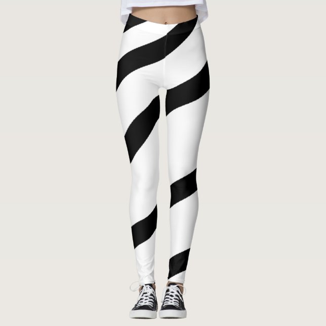 Svartvit modern Rand Leggings (Framsida)