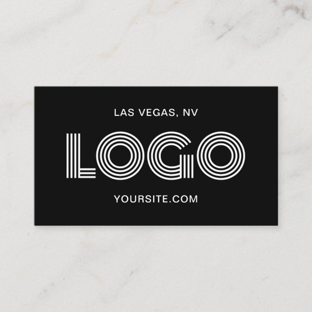 Svartvit modern rektangulär Logotyp Visitkort (Framsida)
