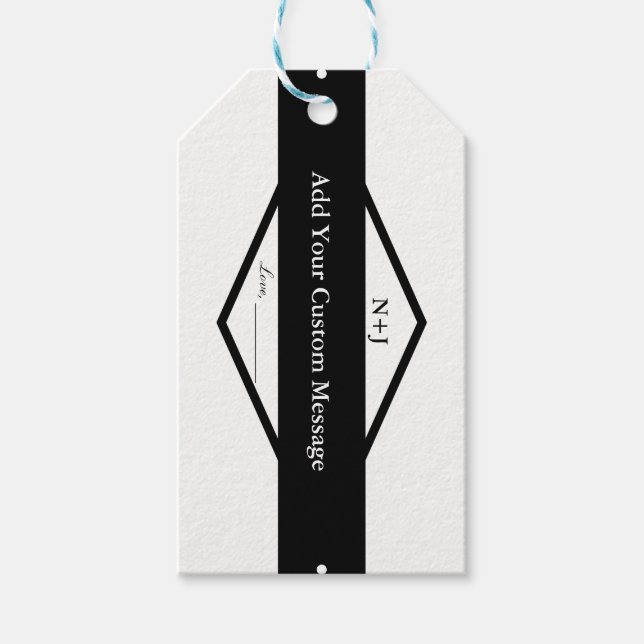 Svartvit Modern Rustic Personligt bröllp-favoriter Presentetikett (Framsidan)